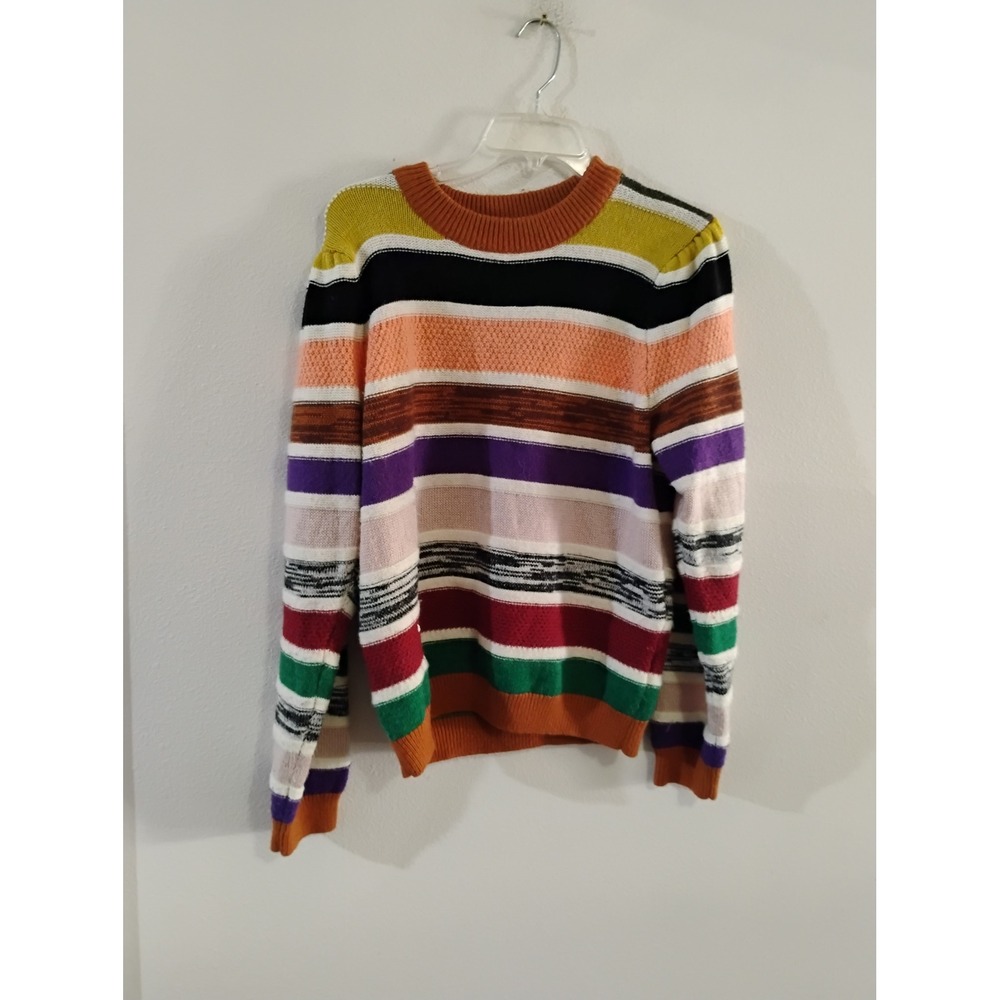 Dear John Womens Multi Color Striped Knit Crewneck Sweater Large Pullover